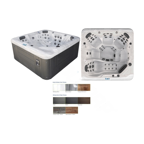 Sl863l Hot Tub Sterling Silver Int/gray Ext W/ Led Jets