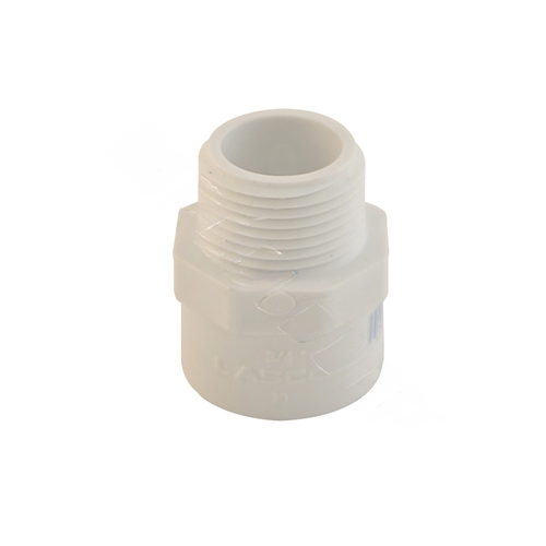 Pipe Adapter, 3/4 in, MPT x Slip, PVC, White, SCH 40 Schedule, 480 psi Pressure