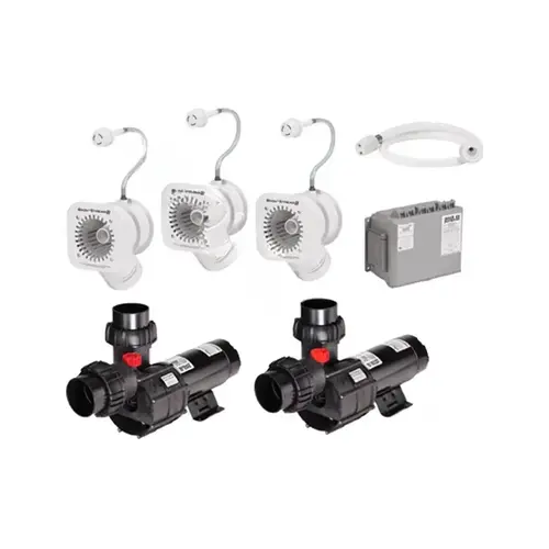 Badustream Ii 3-jet 2-pump Swimjet System With Square Cover 4 Hp 1 Ph 208-230v White