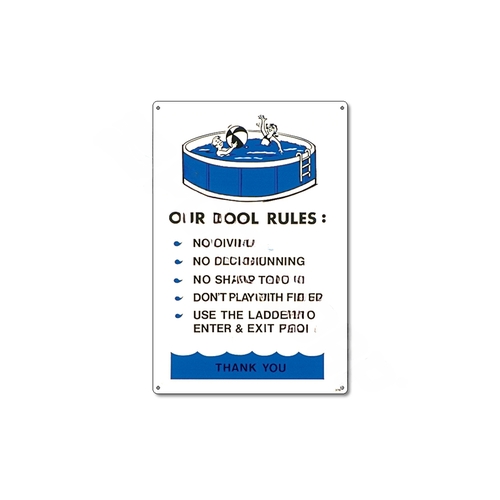 Poolmaster 41370 12"x18" Our Pool Rules Sign