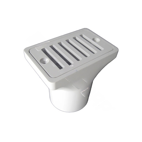 2.5"x6" White Gutter Drain W/ Grate