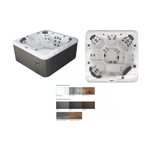 Sl863b Hot Tub Sterling Silver Int/black Ext W/ Circ Pump/stereo