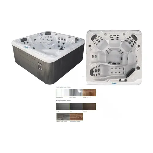 Gl863l Hot Tub Sterling Silver Int/gray Ext W/ Stereo