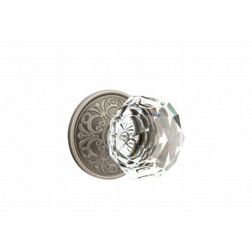 Diamond Crystal Knob Dummy Pair With Lancaster Rose Antique Nickel Finish