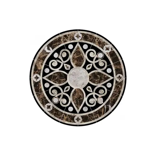 36" Baroque Medallion 2 Mosaic Pool Tile Brown