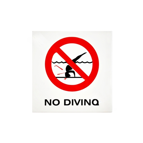 6" X 6" No Diving Mg Smooth Ceramic Tile Waterline Depth Marker