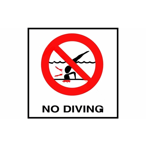 Inlays C821500 8" X 8" White Tile With Non-skid No Diving Symbol Safety Marker