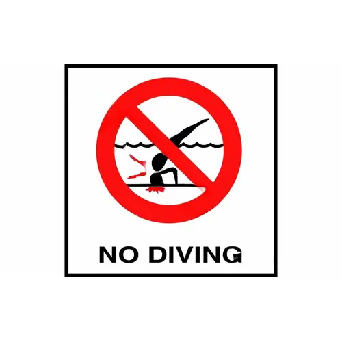 Inlays C821500 8" X 8" White Tile With Non-skid No Diving Symbol Safety Marker