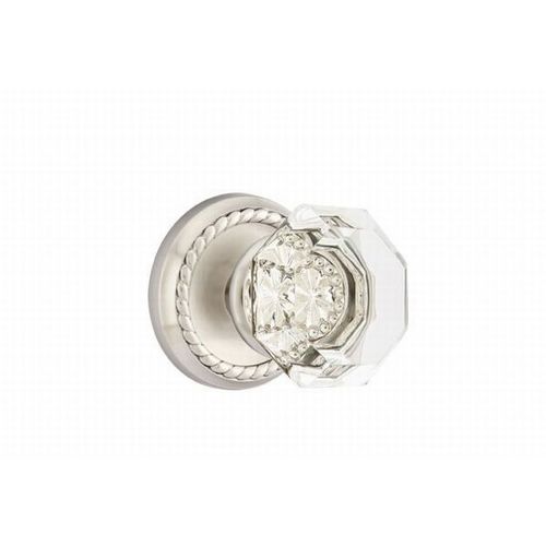 Old Town Clear Knob Privacy With Rope Rose Satin Nickel Finish