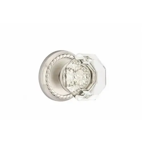 Old Town Clear Knob Passage With Rope Rose Satin Nickel Finish