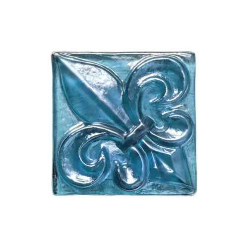 3" X 3" Aquascapes Deco Bondi Single Fleur De Lis Aquamarine Blue