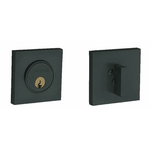 Contemporary Square Single Cylinder Deadbolt Satin Black Finish