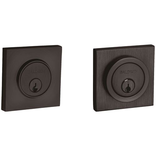 Contemporary Square Double Cylinder Deadbolt Venetian Bronze Finish