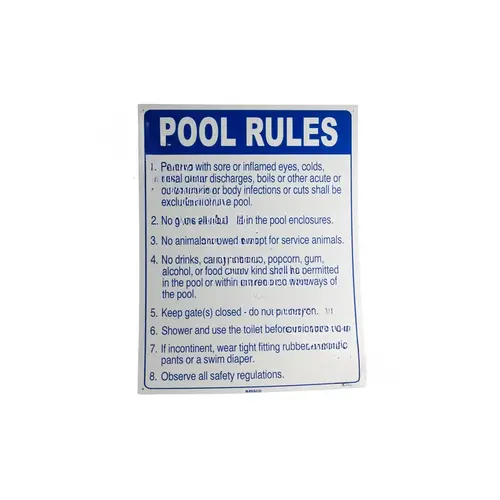 Ps267 18" X 24" Vertical Pool Rules Sign (az)