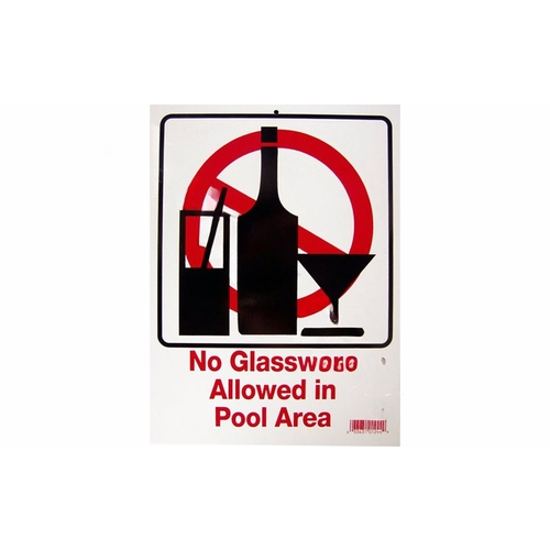 9" X 12" Vertical No Glassware Allowed Sign Red/Black/White