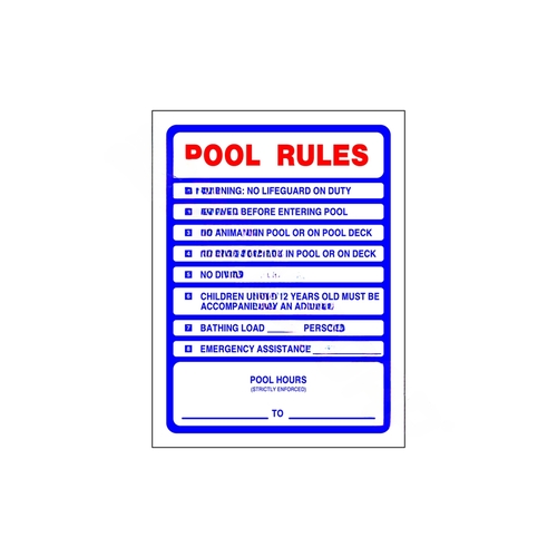 PoolStyle PS233 18" X 24" Vertical Pool Rules Sign Red/White/Blue