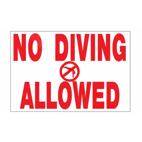 18"x12" Horizontal Texas Sign No Diving Allowed Red/White