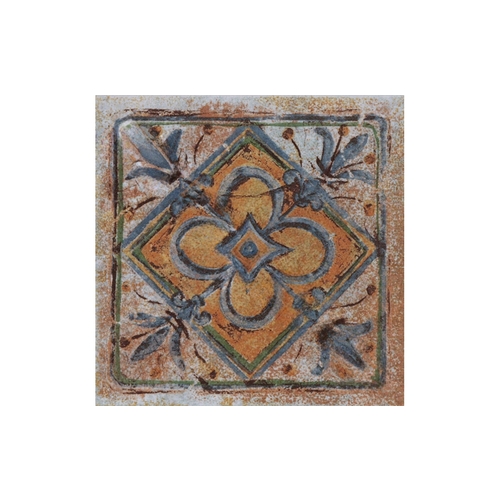 6" X 6" Raku Tile Cobalt Deco