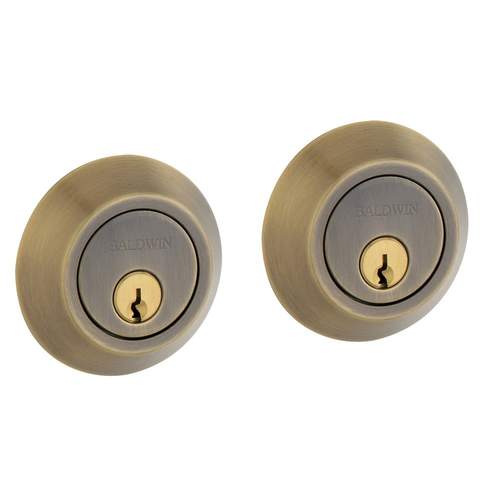 Contemporary 2-1/8" Double Cylinder Deadbolt Antique Brass Finish