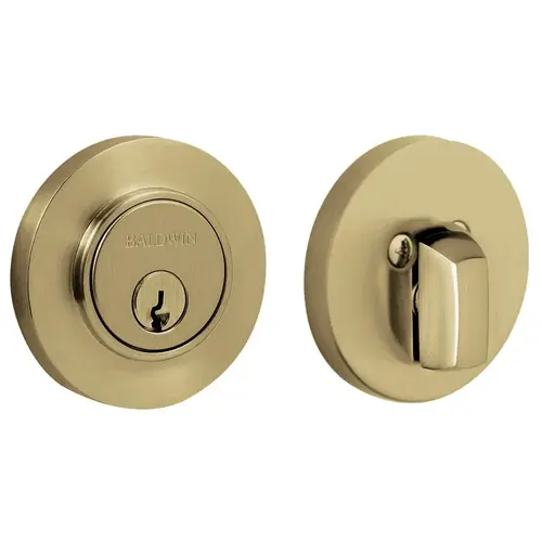 Contemporary Low Profile 2-1/8" Single Cylinder Deadbolt Vintage Brass Finish