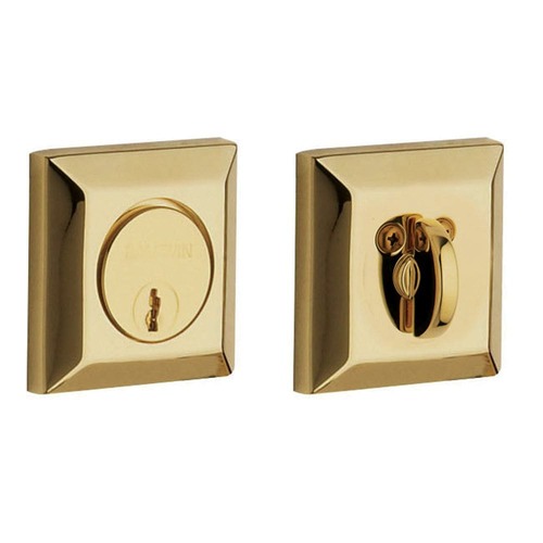 Cody Squared Single Cylinder Deadbolt Unlacquered Brass Finish