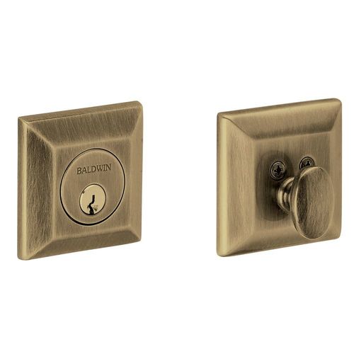 Cody Squared Single Cylinder Deadbolt Antique Brass Finish