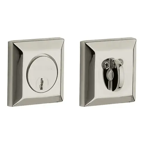 Cody Squared Single Cylinder Deadbolt Lifetime Bright Nickel Finish