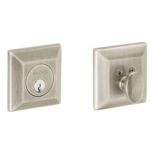 Cody Squared Single Cylinder Deadbolt Lifetime Satin Nickel Finish