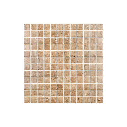 Vidrepur of America TRAVERTINO BEIGE BR 1" X 1" Stones Collection Glass Tile Beige Travertino Bright - Brillo 1.075 Sqft