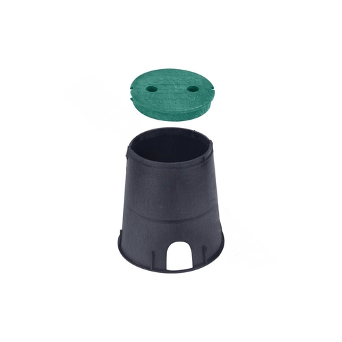 Series 608 Gray Round Econo Valve Box With 6" Green Cover