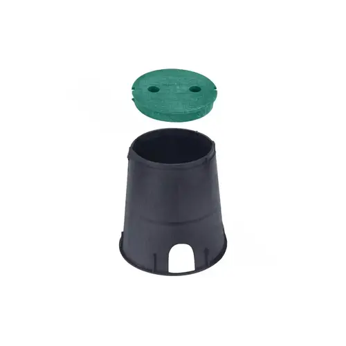 AEP Industries 608-1B2G-G Series 608 Gray Round Econo Valve Box With 6" Green Cover