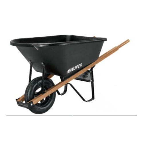 Tru Tough Landscaper Grade Poly Tray Steel Wheelbarrow With 16" Tubed Tires