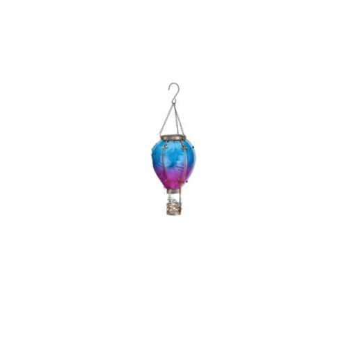 Lantern Blue/Pink Glass/Metal 15" H Hot Air Balloon b