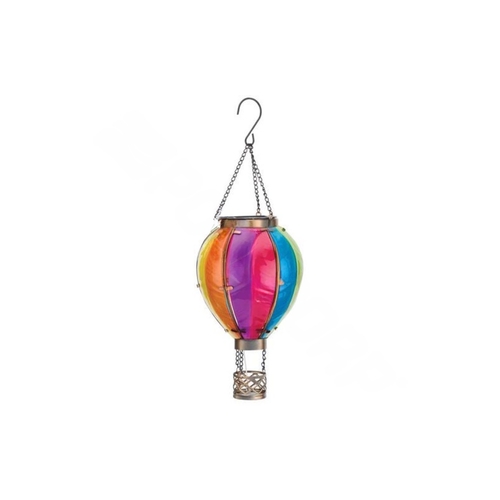 Lantern Multicolored Glass/Metal 15" H Hot Air Balloon Multicolored