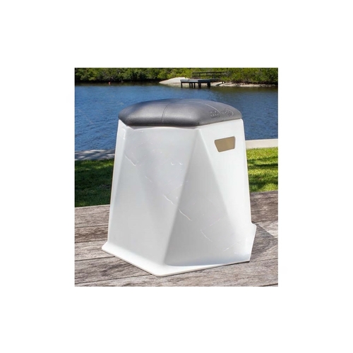 18" White Granite Splash Series Twisted Hex Stool