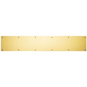 4"x34" Kick Plate, 4" x 34"4 Beveled Edges, Countersunk Holes, Bright Brass