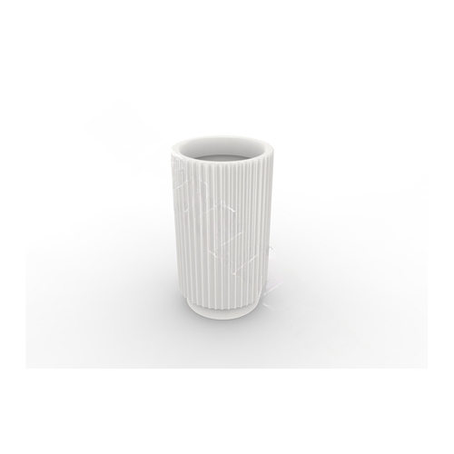 Tall White Splash Series Ripple Planter With No Tray