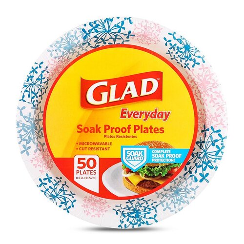 GLAD BBP0094 Everyday Plate, 8-1/2 in, Round, Paper, Pink Hydrangea