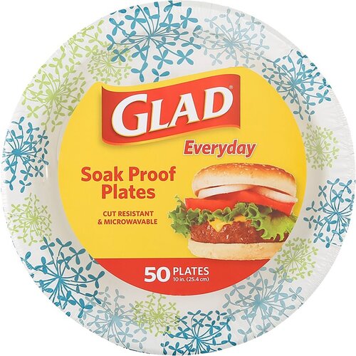 GLAD BBP0100 Everyday Plate, 10-1/4 in, Round, Paper, Blue Hydrangea