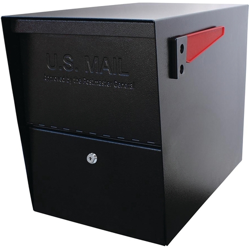 Packagemaster Series Mailbox, Steel, Powder-Coated, 11-1/4 in W, 21 in D, 13-3/4 in H, Black