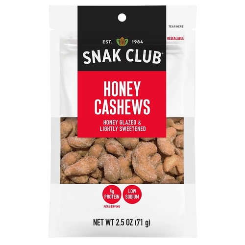 SNAK CLUB 700558 Honey Cashew, Roasted, 2.5 oz