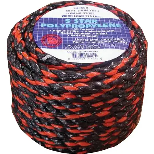 T.W. Evans Cordage 31-122 Truck Rope, 3/8 in Dia, 100 ft L, 270 lb Working Load, Polypropylene