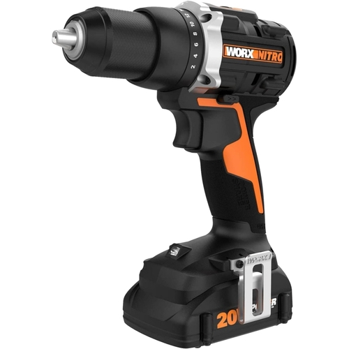 Worx WX102L Nitro Cordless Drill/Driver, Battery Included, 20 V, 2 Ah, 1/2 in Chuck, Ratcheting Chuck