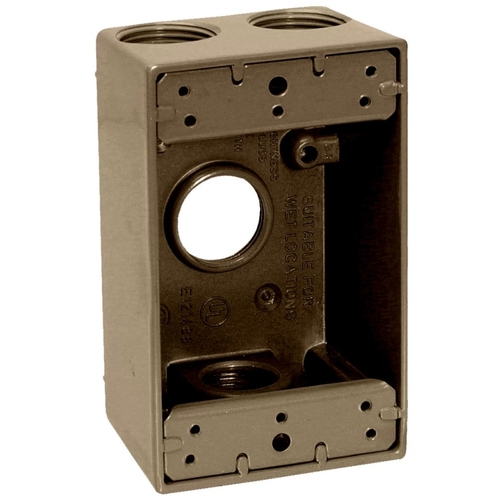 BWF 1504AB-1 Outlet Box, 1-Gang, 4-Knockout, 4-1/2 in, Metal, Bronze, Powder-Coated