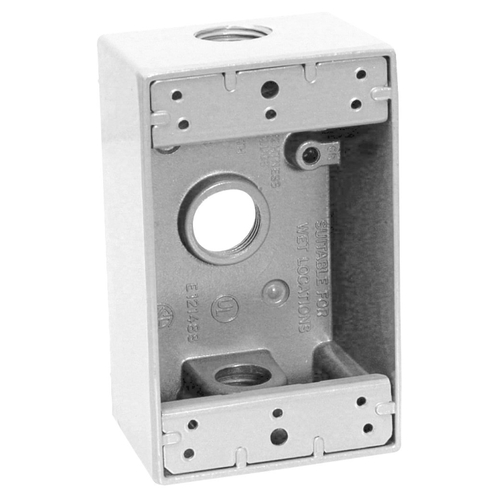 BWF 1503W-1 Outlet Box, 1-Gang, 3-Knockout, 3-1/2 in, Metal, White, Powder-Coated