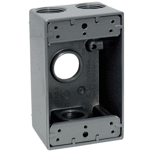 BWF 1754-1 Outlet Box, 1-Gang, 4-Knockout, 4-3/4 in, Metal, Gray, Powder-Coated