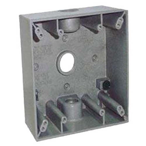 BWF 2503-1 Outlet Box, 2-Gang, 3-Knockout, 3-1/2 in, Metal, Gray, Powder-Coated