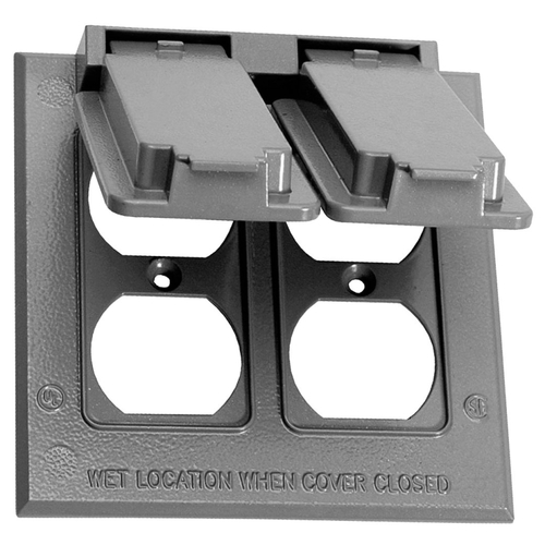 Cover, 4-9/16 in L, 4-9/16 in W, Metal, Gray, Powder-Coated