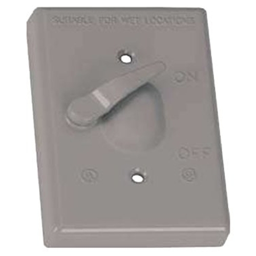 Toggle Switch Cover, 4-9/16 in L, 2-13/16 in W, Metal, Gray, Powder-Coated