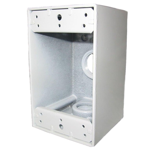 BWF B-5WV Outlet Box, 1-Gang, 3-Knockout, 3-1/2 in, Metal, White, Powder-Coated